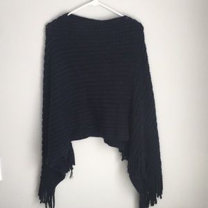 Navy crochet shawl with fringe tassel 🧶